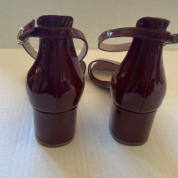Free People Burgundy Red Patent Leather Ankle Strap Block Heels size 9 - Picture 8 of 12